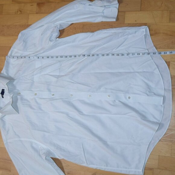 LANDS' END Men's 18.5 - 36T Traditional Fit No Iron Supima Pinpoint Dress Shirt - Picture 5 of 6